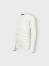 Ladda upp bild till gallerivisning, Name it Kids Ribbad Långärmad Topp i Ekologisk Bomull Vit