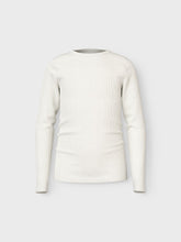 Ladda upp bild till gallerivisning, Name it Kids Ribbad Långärmad Topp i Ekologisk Bomull Vit