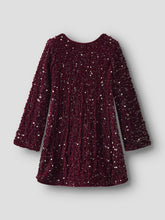Ladda upp bild till gallerivisning, Name it Kids Långärmad Paljettklänning med Rosettdetalj