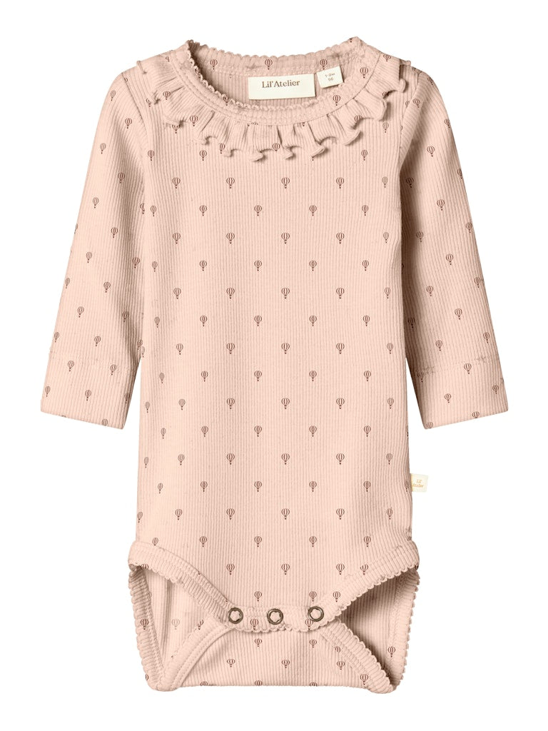 Lil'Atelier Baby Mönstrad Långärmad Body i Ekologisk Bomull