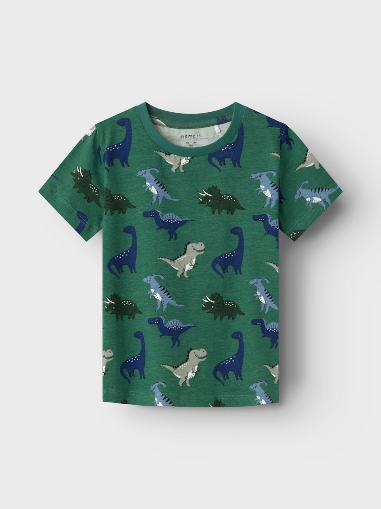 Name it Mini Dinosauriemönstrad T-Shirt i Ekologisk Bomull