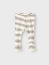 Ladda upp bild till gallerivisning, Name it Baby Randiga Ribbade Leggings i Ekologisk Bomull Beige
