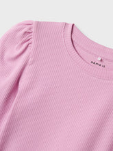 Ladda upp bild till gallerivisning, Name it Kids Ribbad Topp med 2/4 ärm i Ekologisk Bomull Rosa
