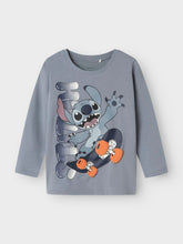 Ladda upp bild till gallerivisning, Name it Mini Stitch Långärmad T-shirt Gråblå
