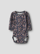 Ladda upp bild till gallerivisning, Name it Baby Blommig Body i Ekologisk Bomull Blå
