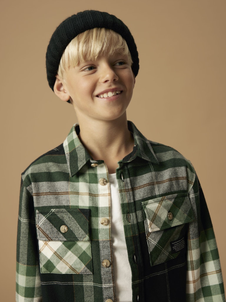 Name it Kids Rutig Overshirt i Ekologisk Bomull Grön