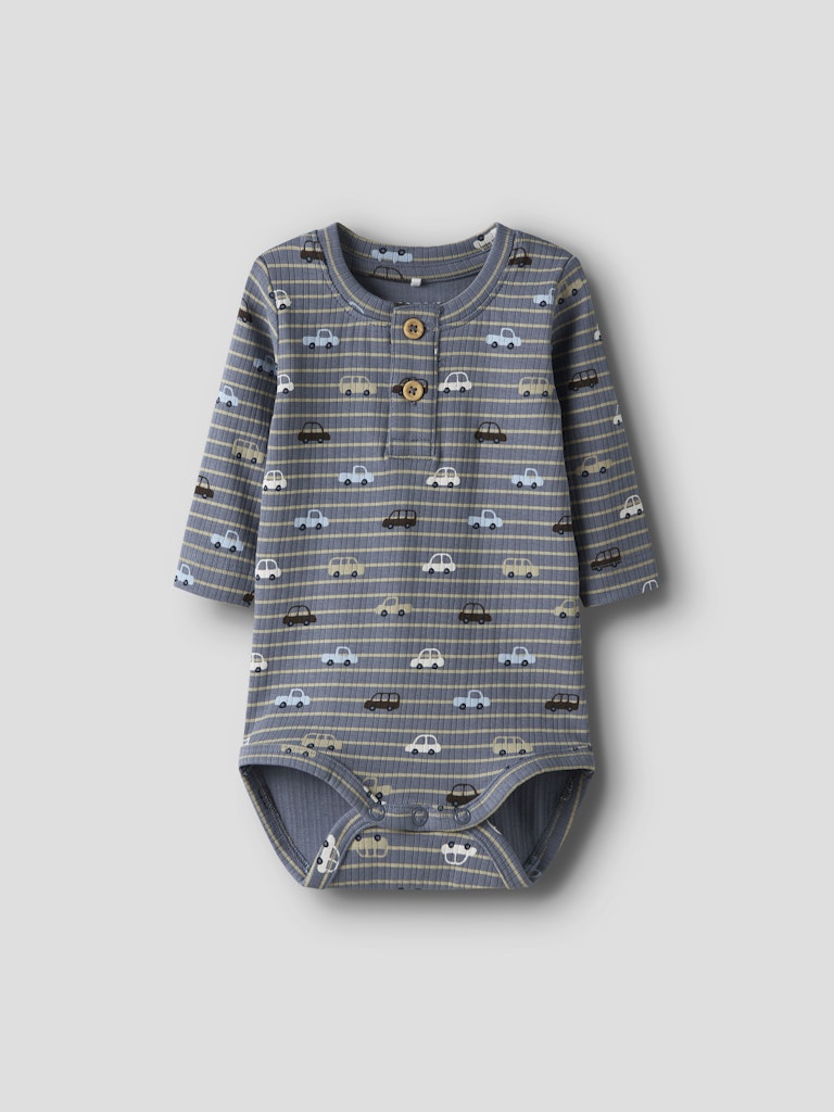 Name it Baby Bilmönstrad Body i Ekologisk Bomull