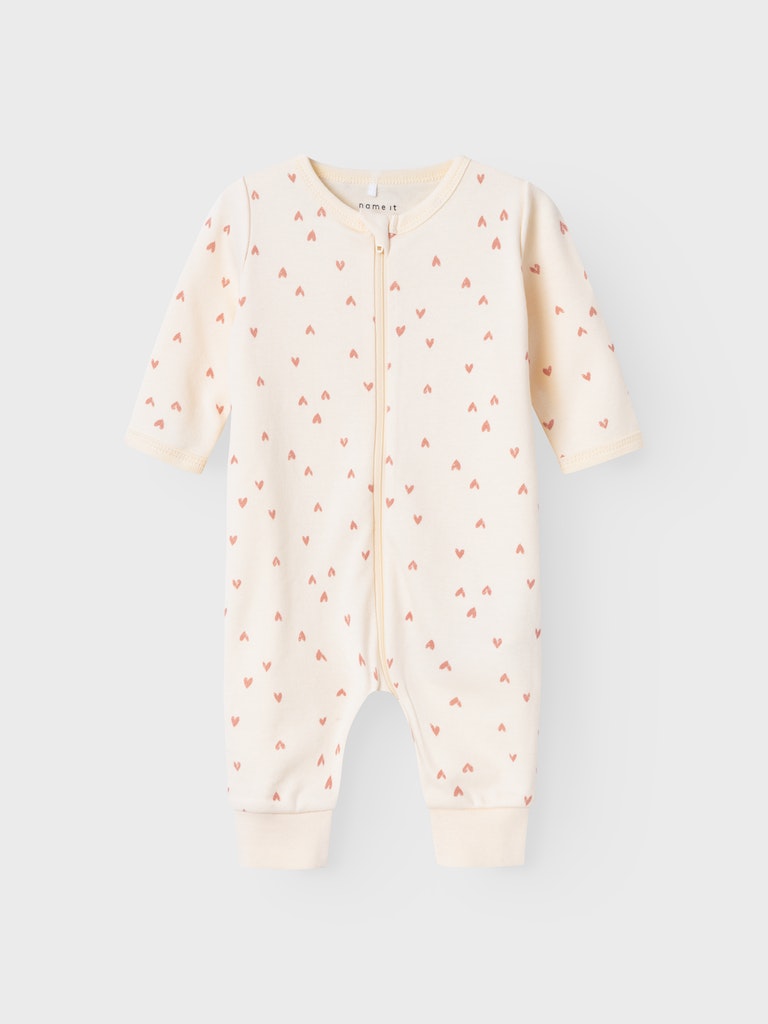 Name it Baby Hjärtmönstrad Pyjamas med Blixtlås i Ekologisk Bomull