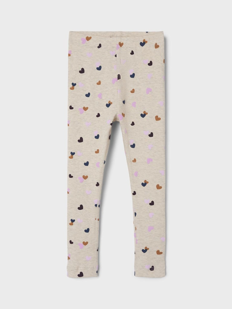 Name it Mini Hjärtmönstrade Ribbade Leggings i Ekologisk Bomull