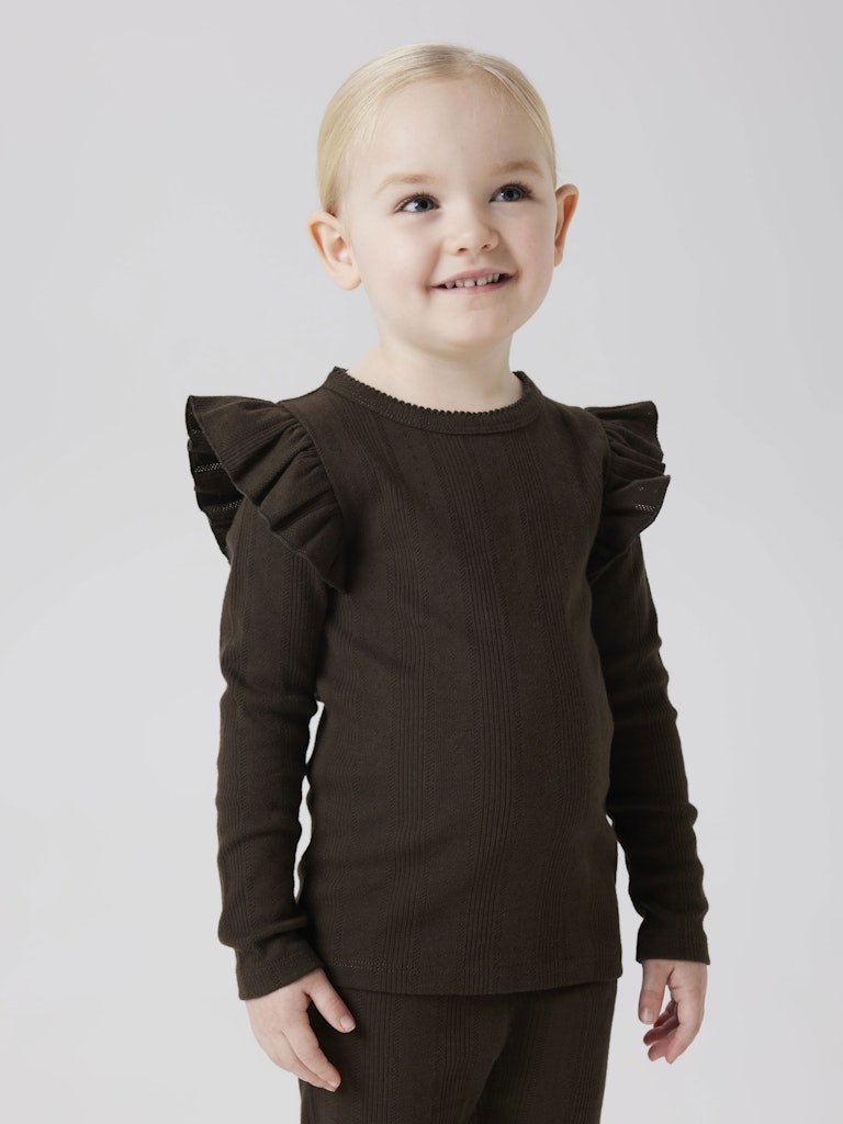 Name it Mini Hålmönstrad Topp Brun
