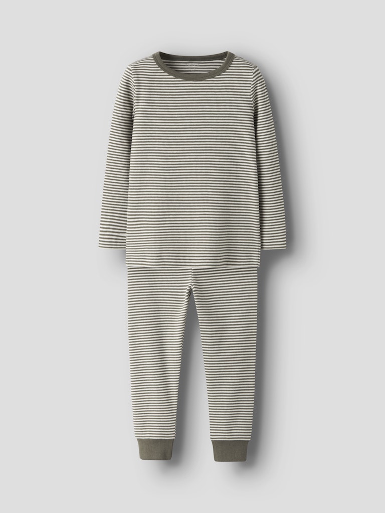 Name it 2-Delad Randig Ribbad Pyjamas Grön