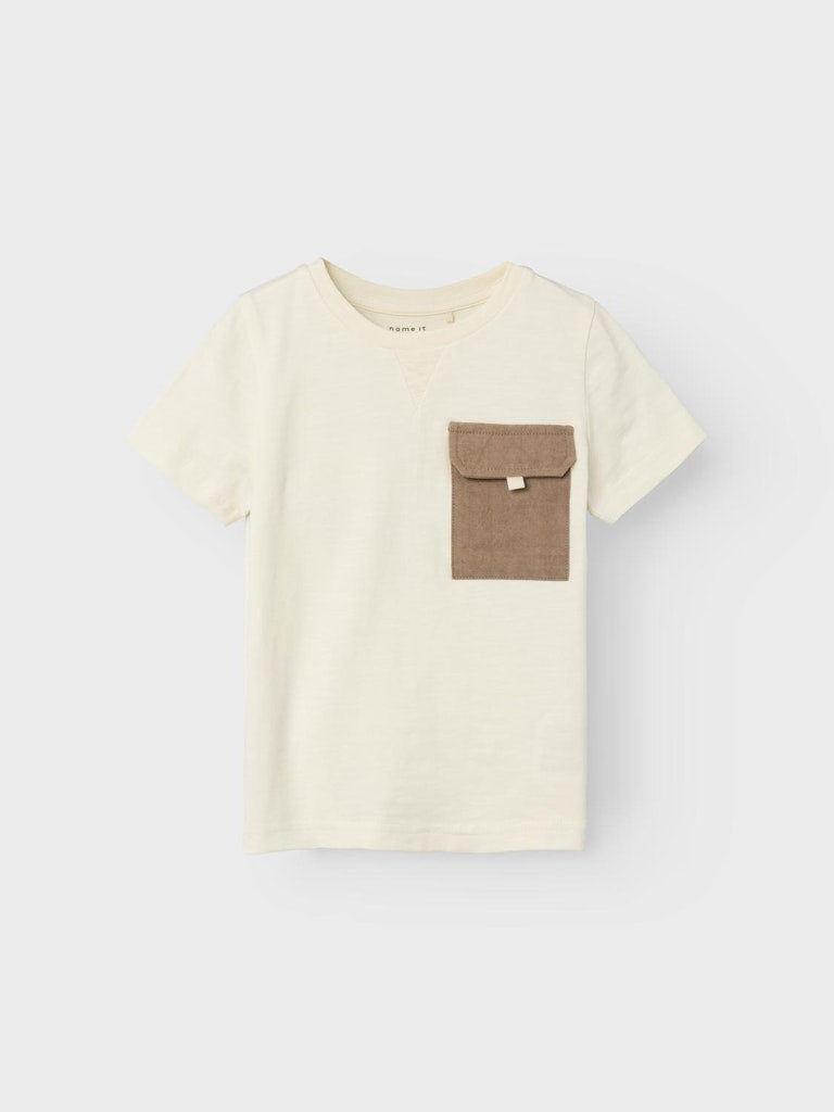 Name it Mini T-shirt med Bröstficka i Ekologisk Bomull Vit