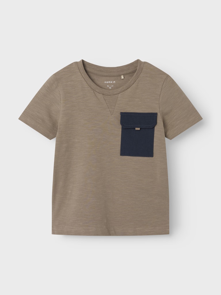 Name it Mini T-shirt med Bröstficka i Ekologisk Bomull Brun