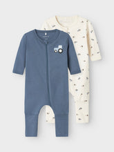 Ladda upp bild till gallerivisning, Name it Baby 2-Pack Traktormönstrad Pyjamas med Blixtlås i Ekologisk Bomull
