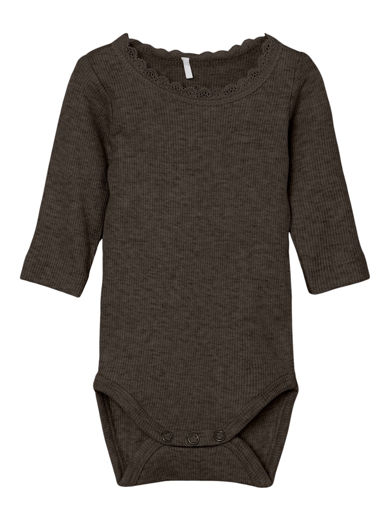 Name it Baby KAB Ribbad Långärmad Body Brunmelange