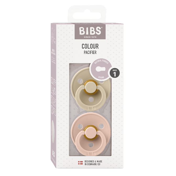 BIBS Colour 2-Pack Rund Latex Vanilla/Blush